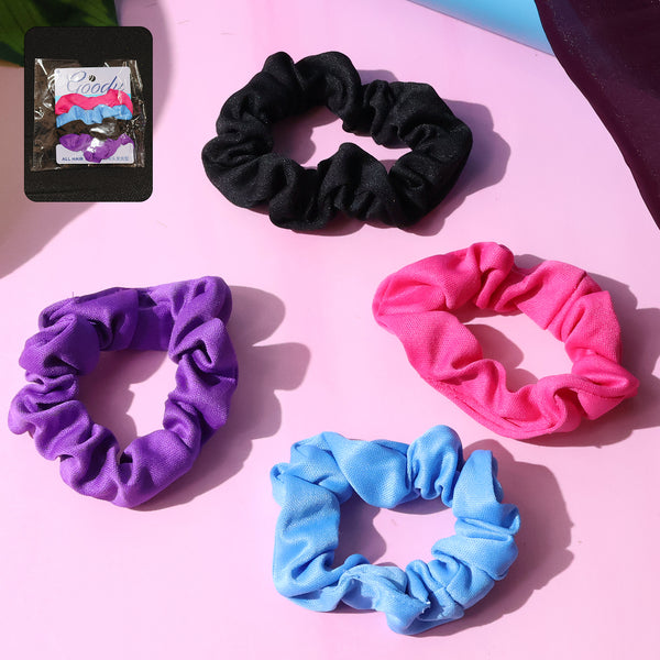 Soft Elastic Hair Scrunchies - (Pack of 4)