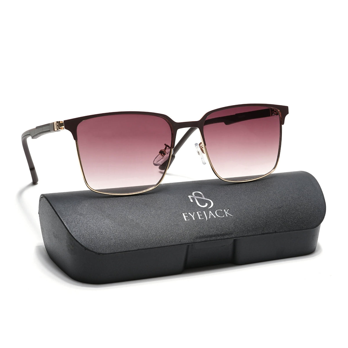 Eyejack Golden & Brown Square Sunglasses for Men and Women - view 8