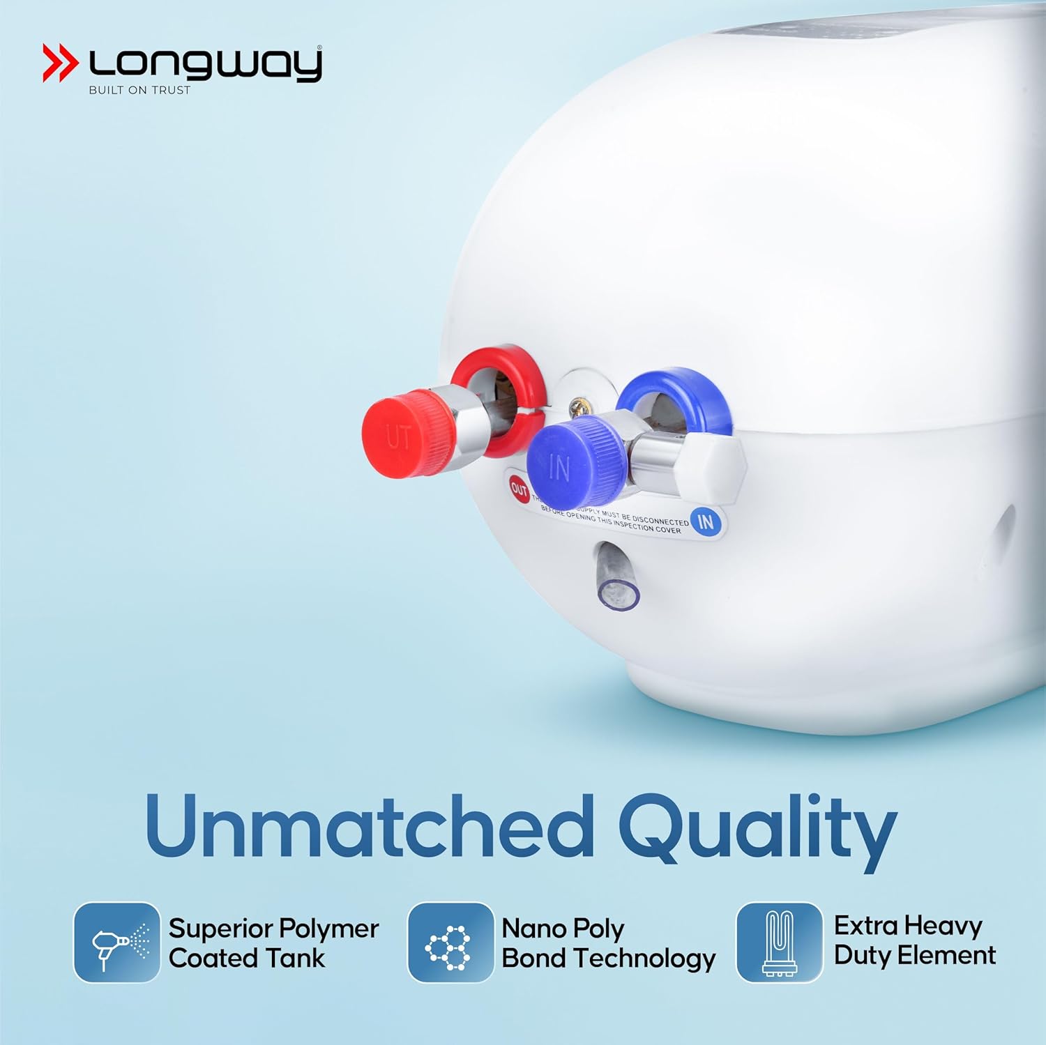 Longway Hotspring Automatic Instant Water Heater with Multiple Safety System & Rust-Proof ABS Body (White, 3 Ltr)