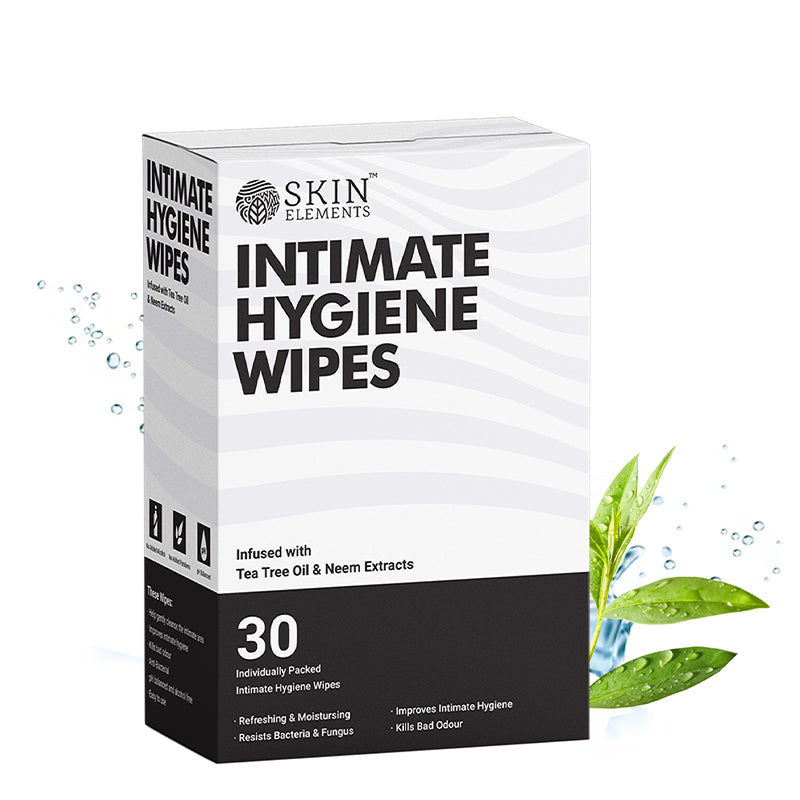 Skin Elements Intimate Hygiene Unisex Wipes | Pack of 30 Individually Wrapped Wipes | pH-Balanced with Tea Tree Oil | Controls Bad Odor | Travel-Friendly & Gentle Cleansing for Daily Freshness