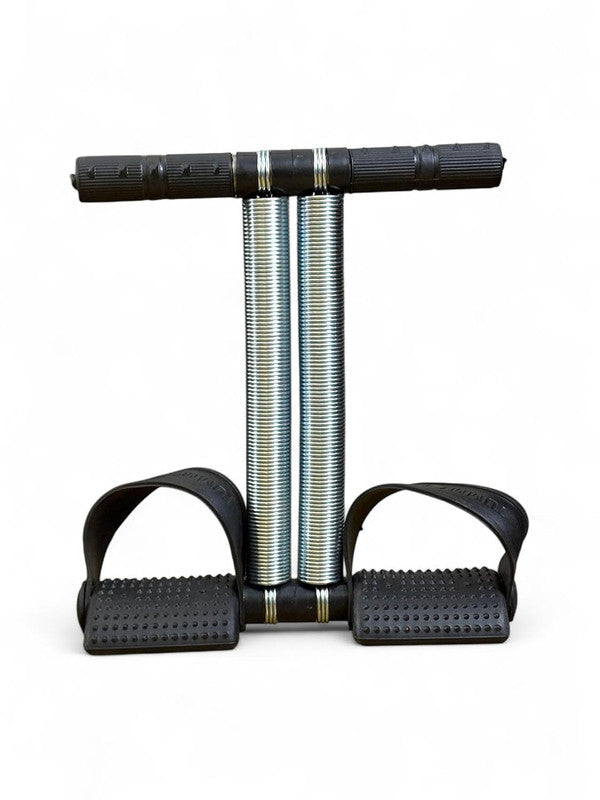 Buddy Cares Double Spring Tummy Trimmer – Abdominal Training Tool with Foot Pedals – Black And Silver