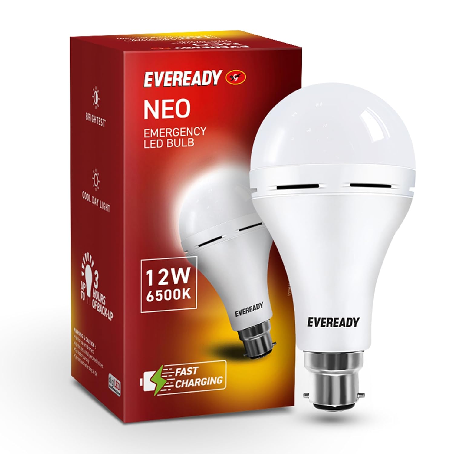 Eveready NEO 12W Emergency LED Bulb – 6500K Cool White, Fast Charging