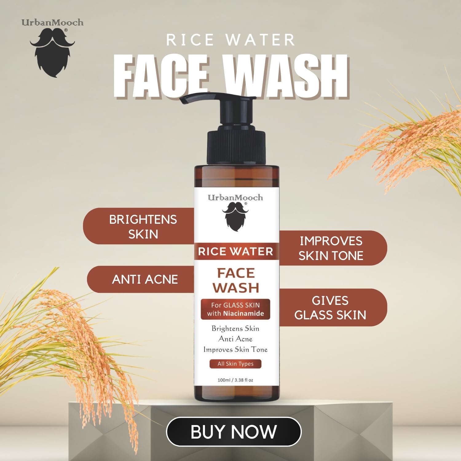 UrbanMooch Korean Skincare Kit for Men | Rice Water Face Wash & Snail Mucin Serum Combo – Skin Brightening, Hydrating & Anti-Aging – Gentle Cleansing + Deep Repair – 100ml + 100ml Lohiya Retails