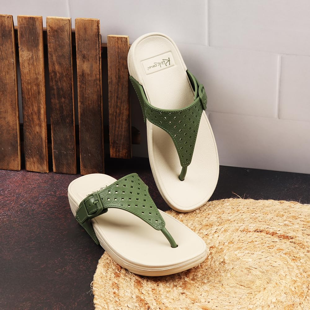 Indifeet Casual Thong Chappals for Women - Green - Image 12
