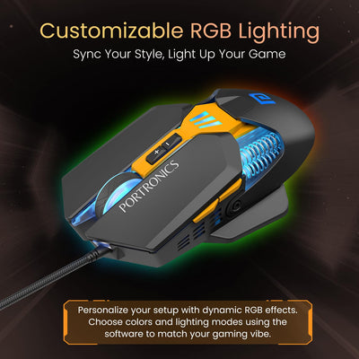 Portronics Vader 2.0 Wired Gaming Mouse 7200 DPI Optical Sensor 1000Hz Polling Rate (Black) Halfpe Deals