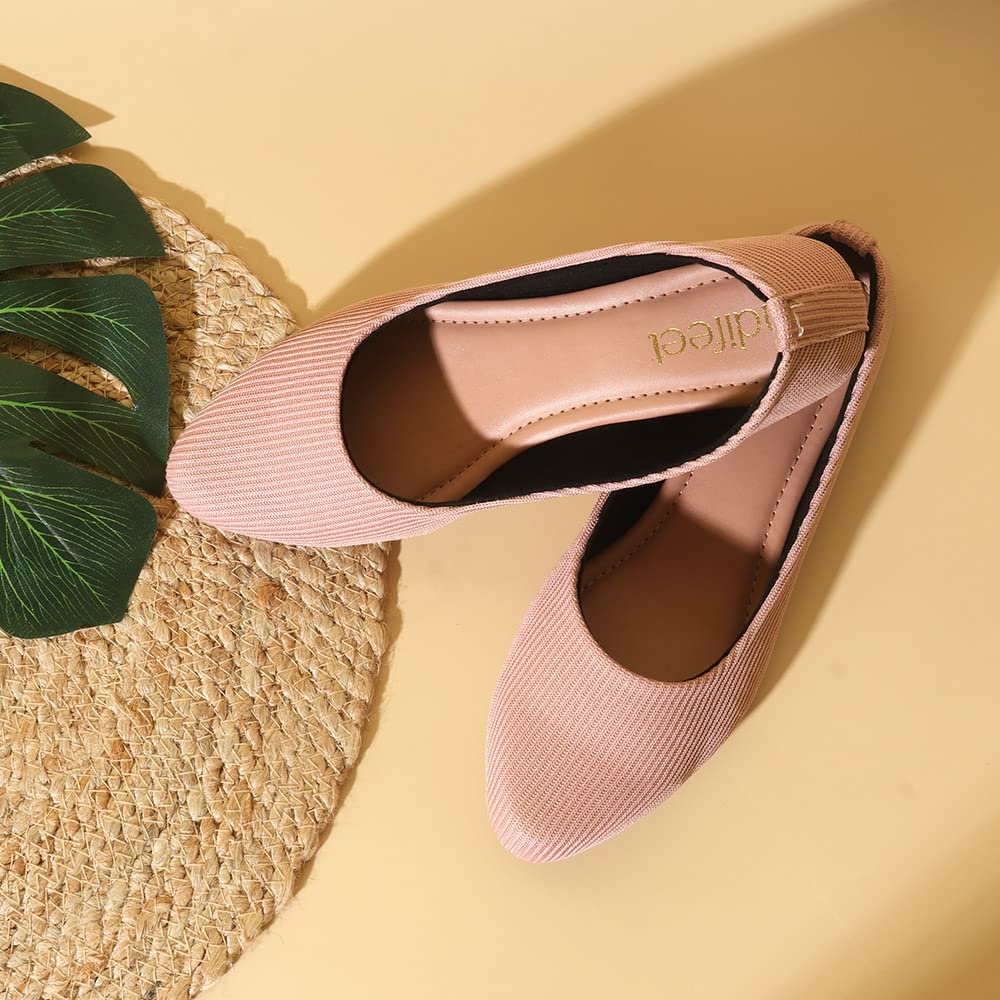 Indifeet Casual and Comfortable Ballerina Flats for Women - Peach - View 2
