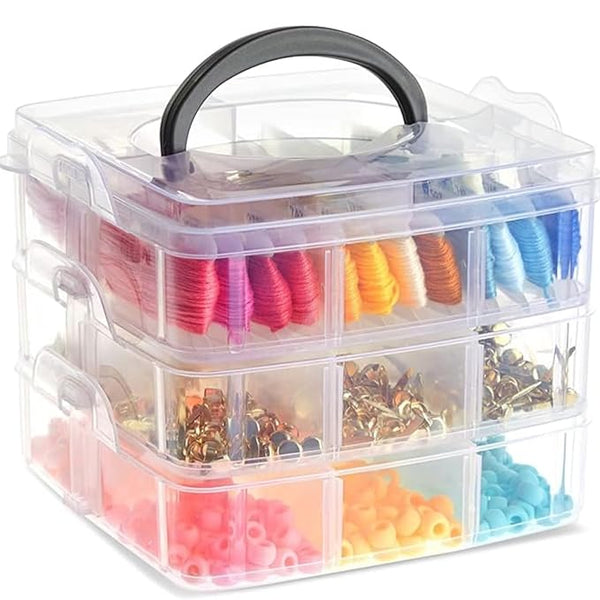 18 Grid 3 Layer Box Clear Plastic Organizer Jewelry Storage Box With Adjustable Dividers Transparent Organizer Box For Earring Fishing Hooks (18 Grids Plastic Storage Box) HP DD