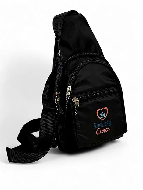 Buddy Cares Unisex Crossbody Bag – Hands-Free Travel, Commute & Adventure Sling Bag – Detail View
