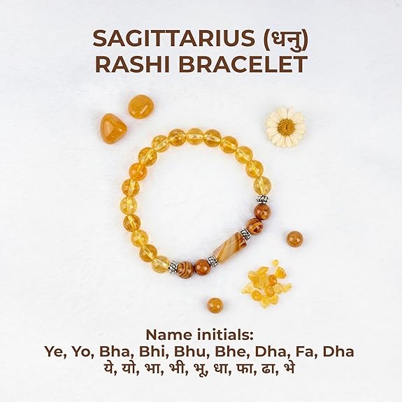 Sagittarius Rashi Bracelet (Dhanu Rashi-ధనుస్సు రాశి)– Semi Precious Gemstone Beaded Bracelet for Energy, Strength & Positivity