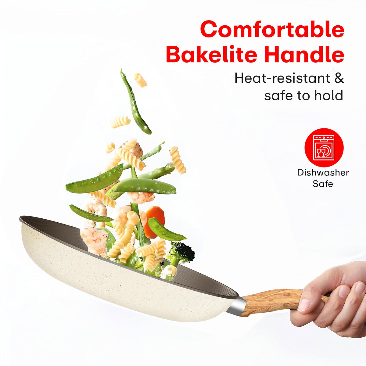 Rioware Non-Stick Maifan Frying Pan (3L) | 5-Layer Non-Stick Coating | Induction, Ceramic, Electric & Gas Compatible | Dishwasher Safe |Multipurpose Pan for Eggs, Stir-Fry