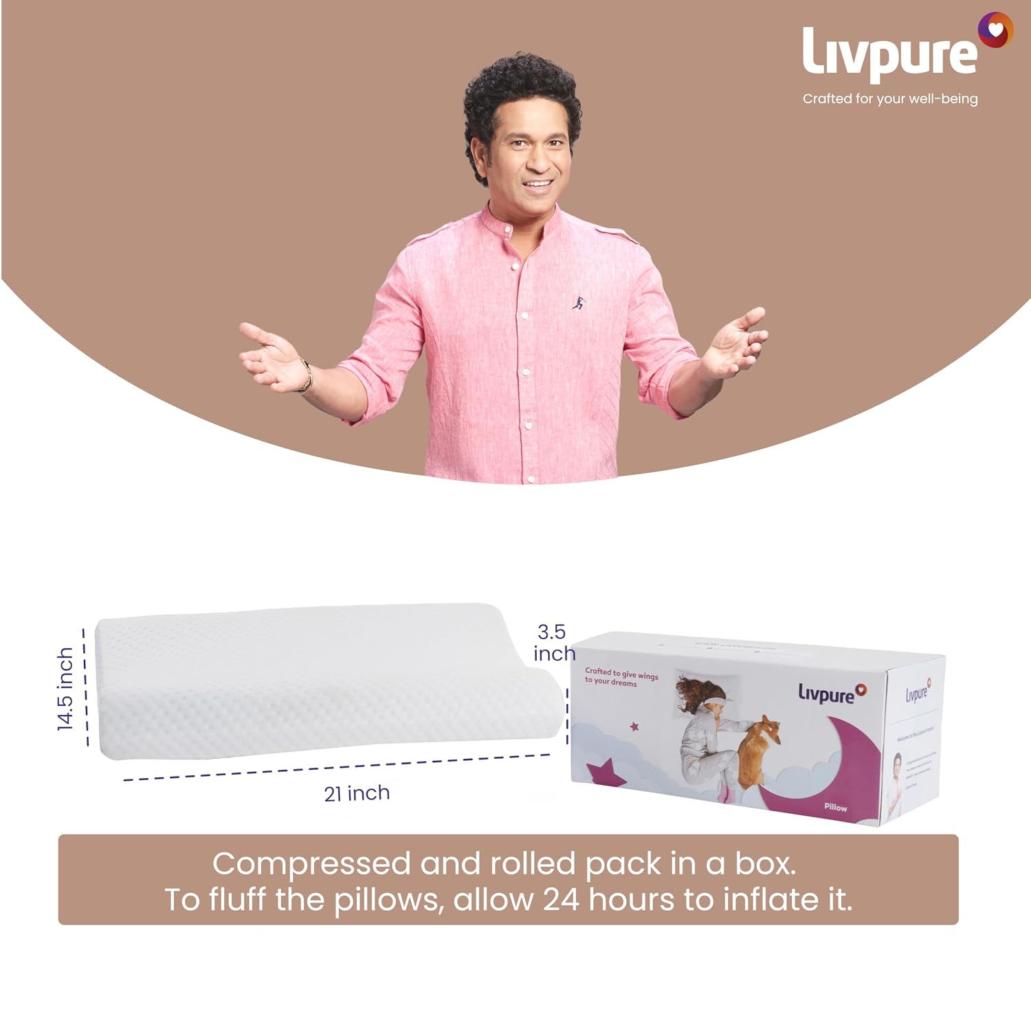 Livpure Smart Breeze Contour Ortho Pillow – Perforated Memory Foam Cervical Support Pillow, White