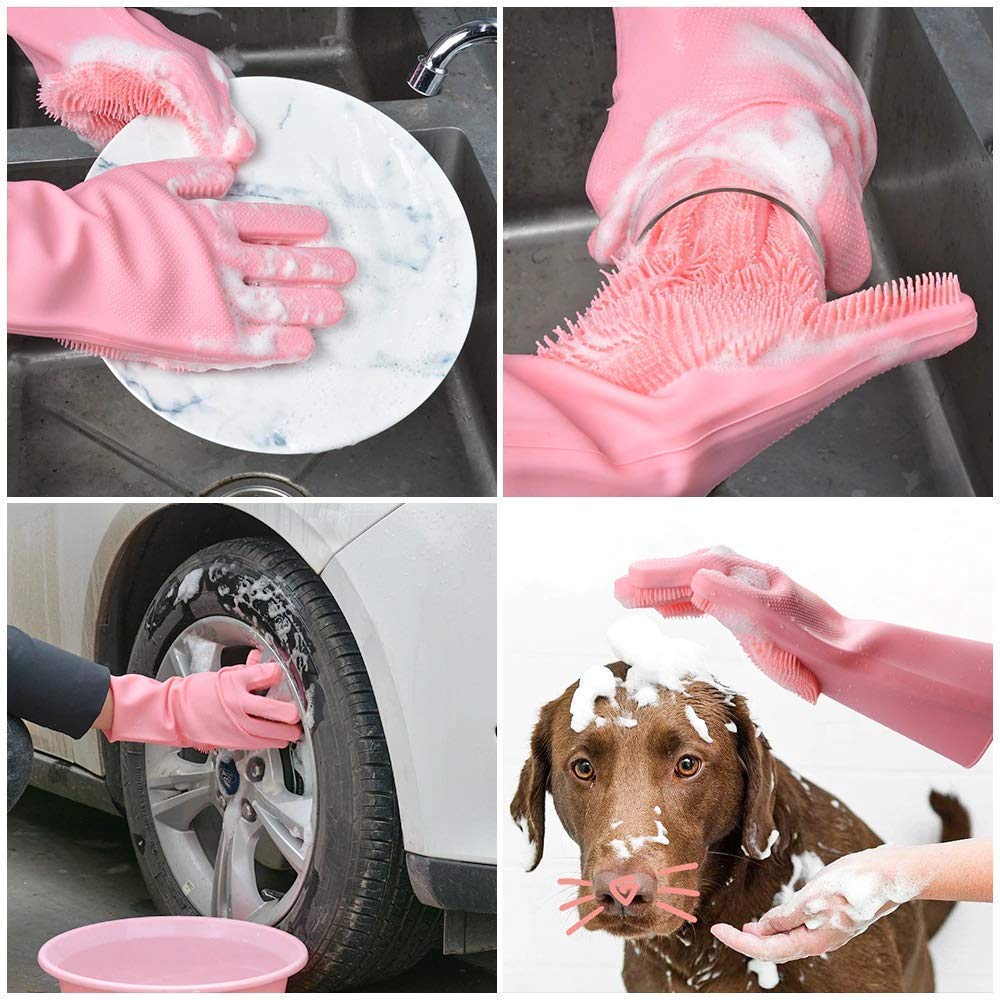 Silcion Washable Rubber Hand Gloves(Multicolor) Deals Zone