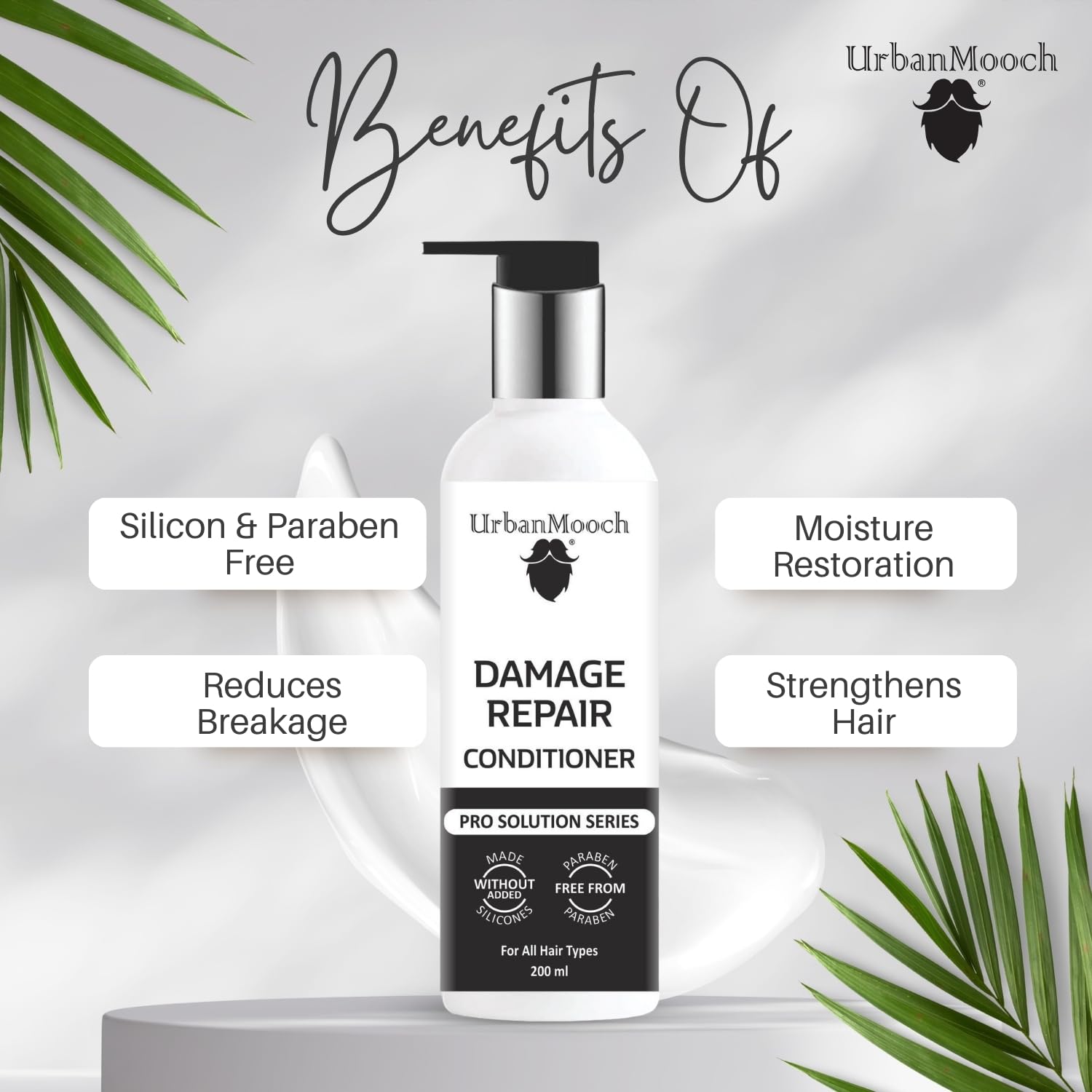 UrbanMooch Damage Repair Hair Care Kit For Men, Shampoo 200ml, Conditioner 200ml, Hair Serum 50ml, Silicone-Free, Paraben-Free Lohiya Retails