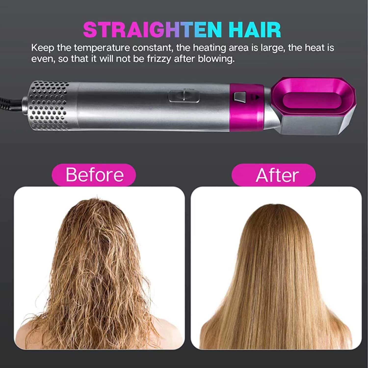 Drumstone 5-in-1 Hot Air Brush Styler with Detachable Heads – Straightening, Curling, Drying & Volumizing