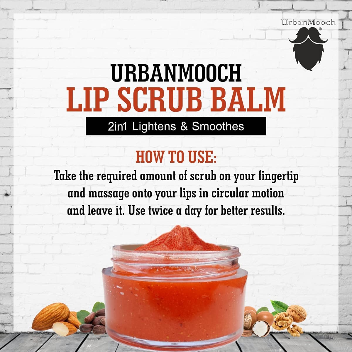 UrbanMooch Lip Scrub Balm Lightening And Brightening Dark Lips For Men Dry Lips/Smoker/Chapped Lips, For Men 15 G Lohiya Retails