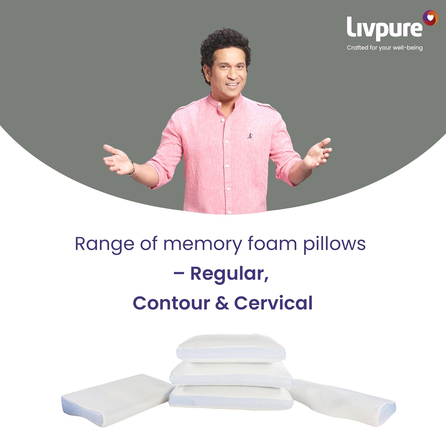 Livpure Smart Breeze Cervical Ortho Pillow – Perforated Memory Foam Neck Support Pillow, White