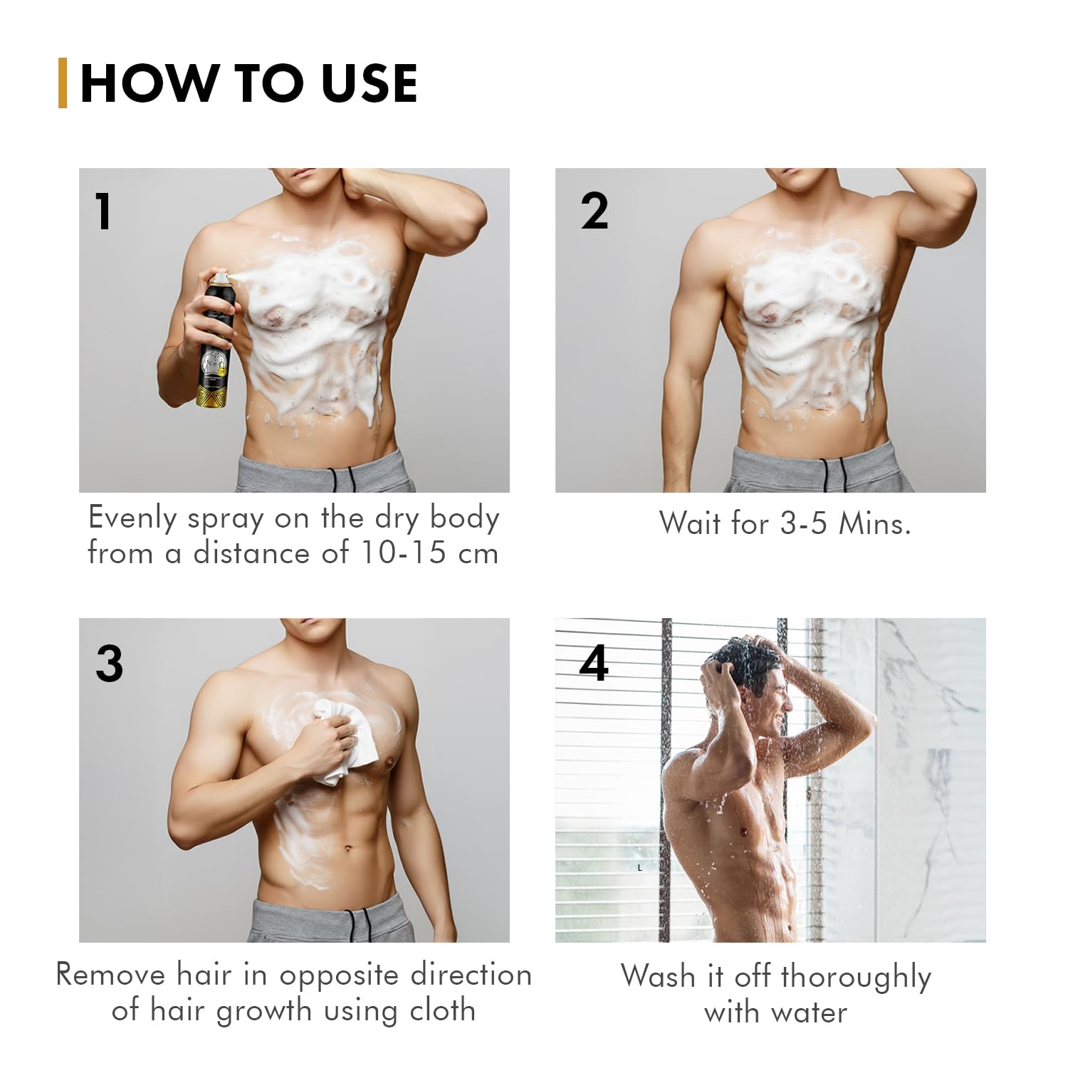 Urbangabru Hair Removal cream Spray | Painless Body Hair Removal spray For Chest, Back, Legs & Under Arms (200 ml) (Hair Removal Cream Spray - 200ml)