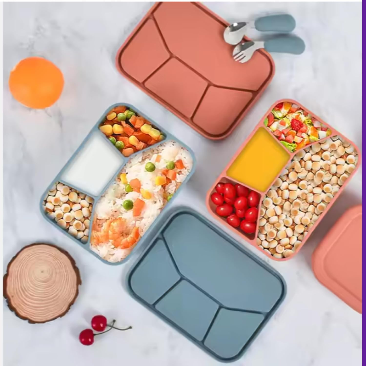 Essential+ Lunch Box Tiffin – 4-Compartment, Leak Proof Bento Snack Lunchbox