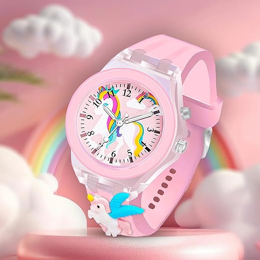 DAINTY Kids' LED Light-Up Unicorn Watch – 3D Cartoon Silicone Pink Wristwatch for Girls (Ages 3–10) DaintyCLiQ