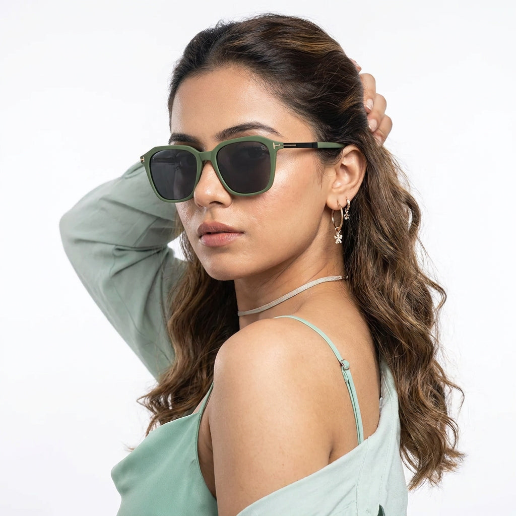Eyejack Green Square Sunglasses for Men and Women - view 3