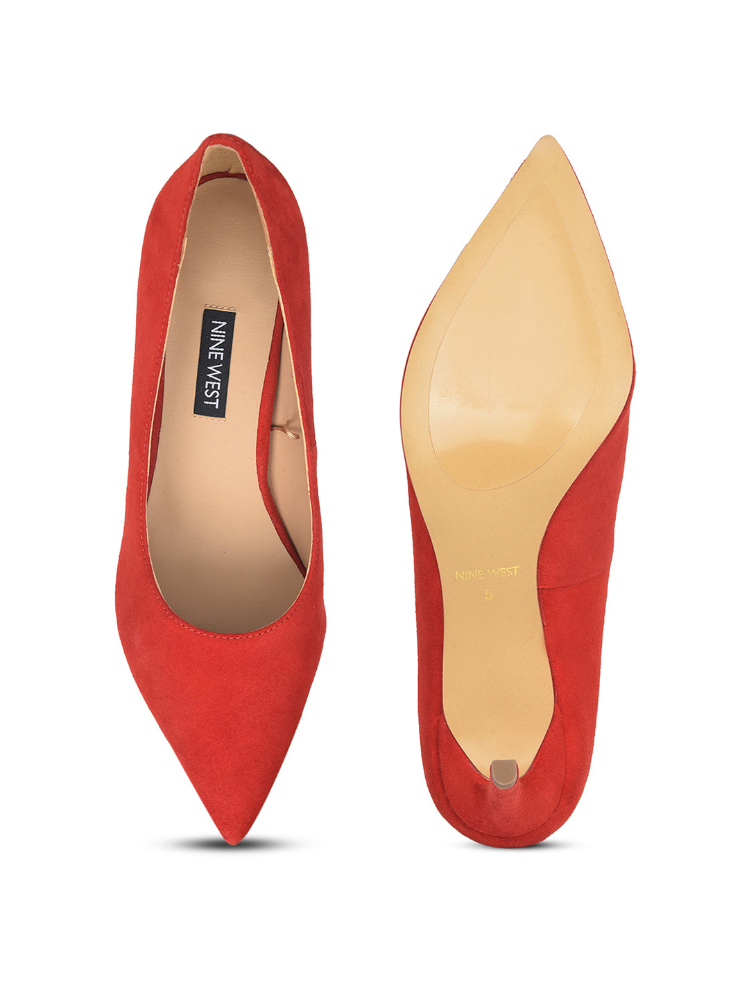Nine West Women Pointed-Toe Kitten Heel Pump - Red - View 4