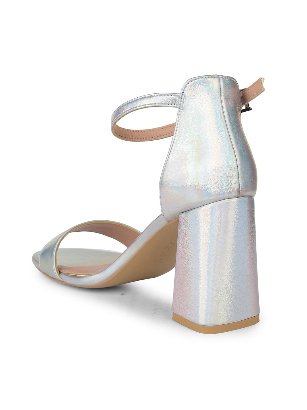 Bata Women Silver Ankle Strap Block Heel Sandal - Silver - View 3