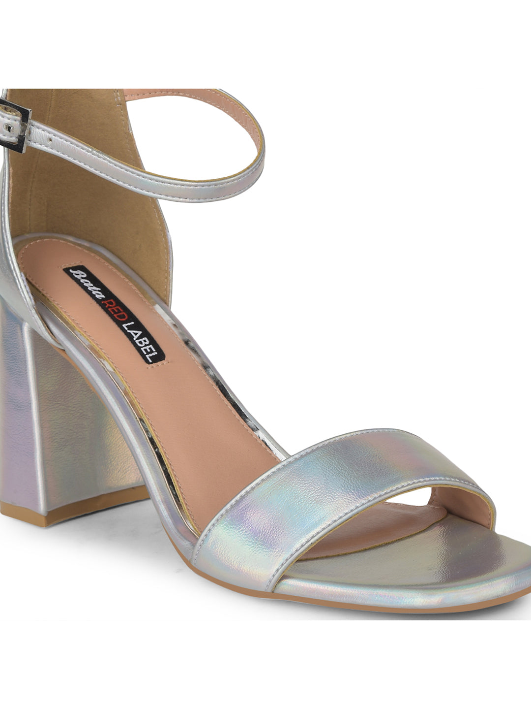 Bata Women Silver Ankle Strap Block Heel Sandal - Silver - View 5