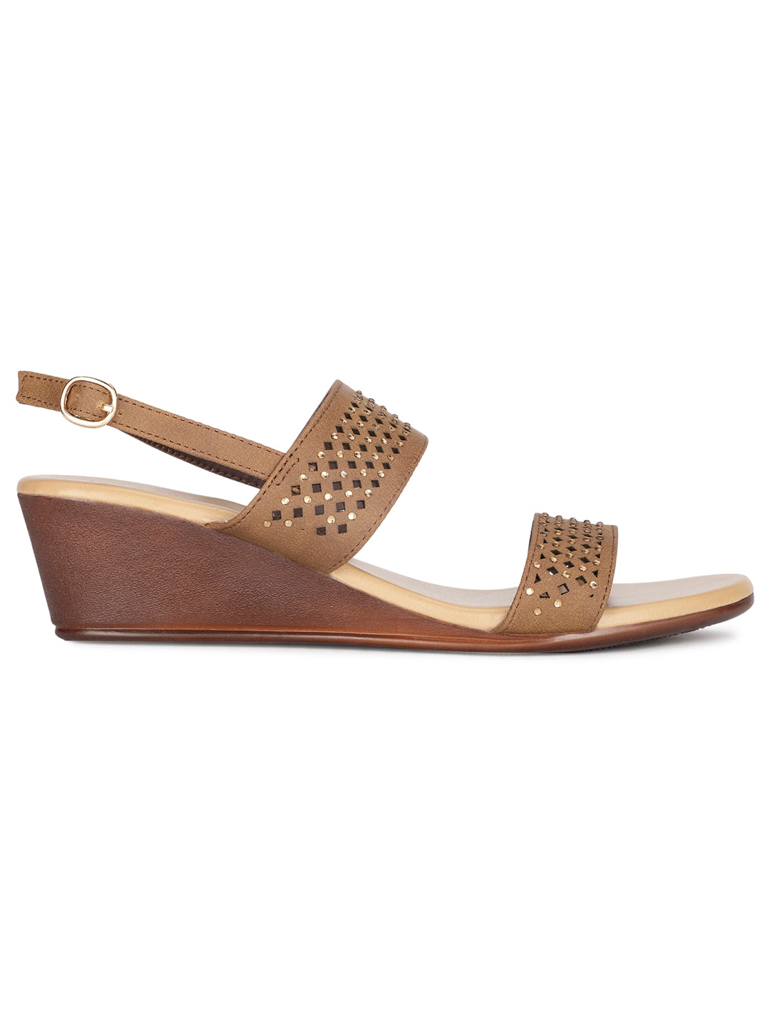Bata Women Brown BackStrap Wedge Heel Sandal - Brown - View 2