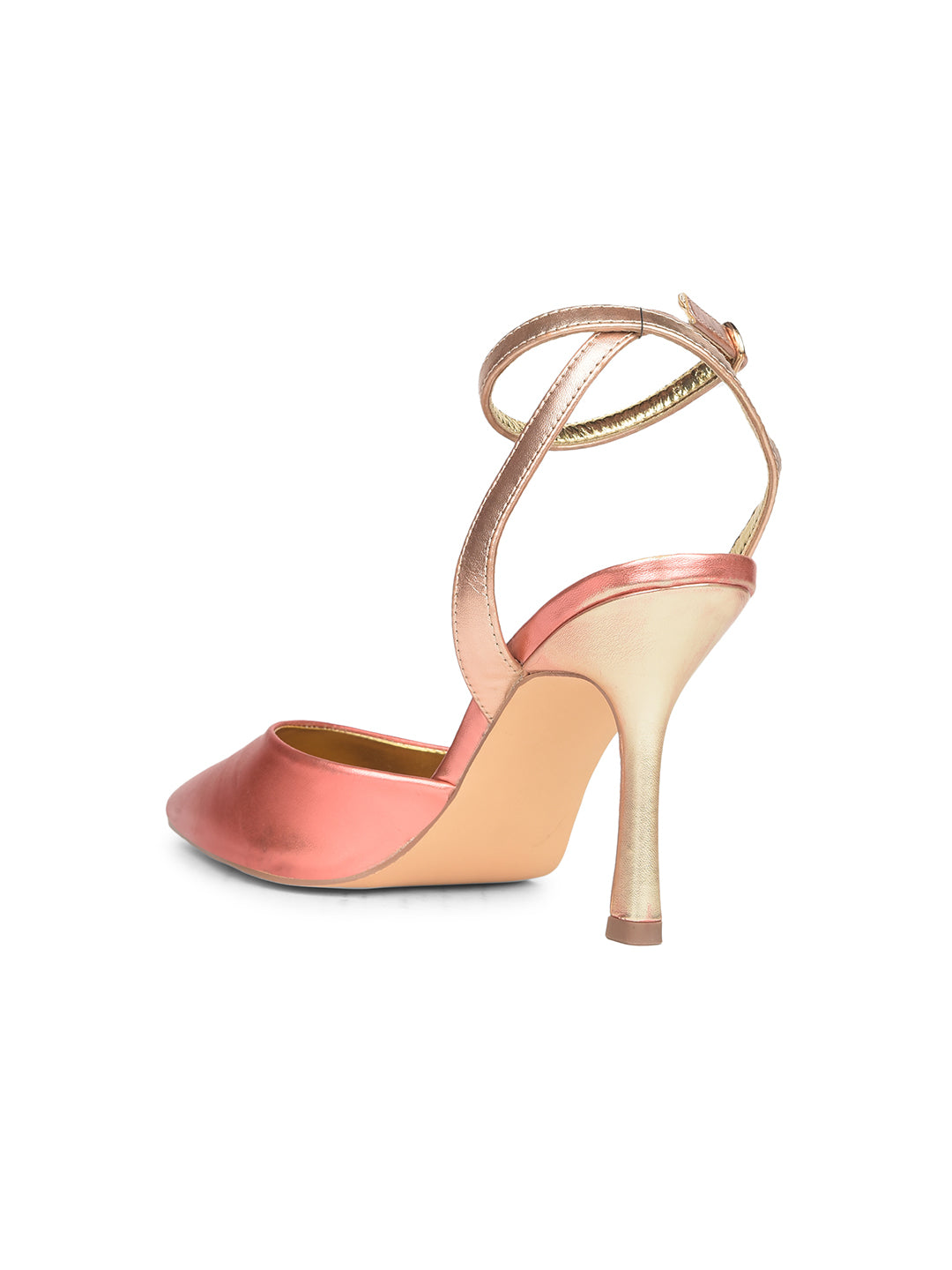 Bata Women Rose Gold Pointed-Toe Kitten Heel Sandal - Rose Gold - View 3
