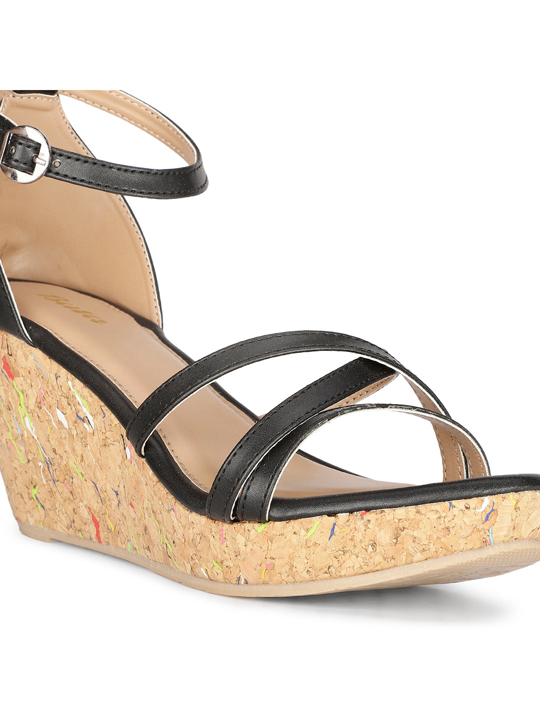 Bata Women Wedge Heel Ankle Strap Sandal - Black - View 5