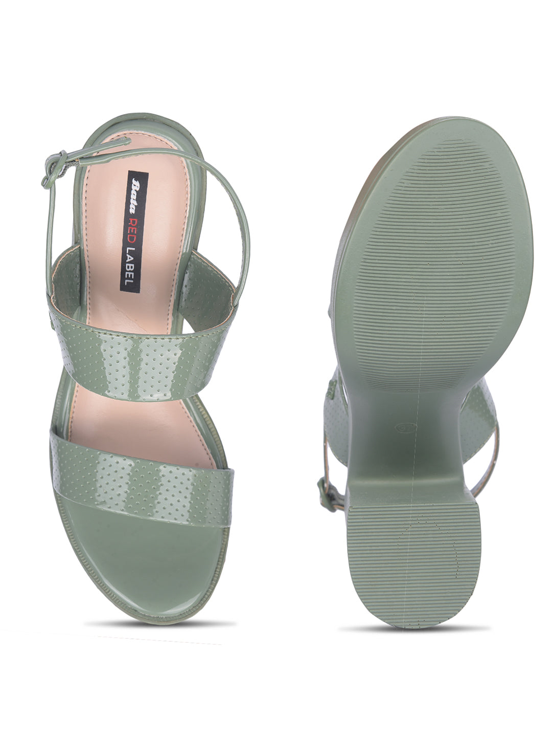 Bata Women Green BackStrap Block Heel Sandal - Green - View 4