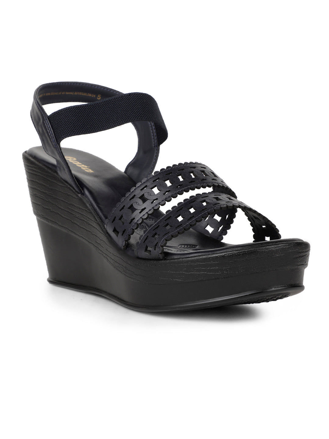 Bata Women Navy Blue Ankle Strap Wedge Heel Sandal - Navy Blue - View 1