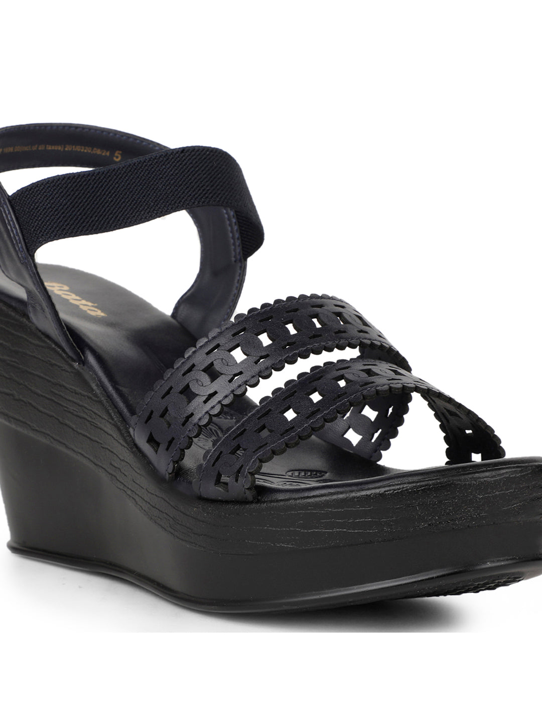 Bata Women Navy Blue Ankle Strap Wedge Heel Sandal - Navy Blue - View 5