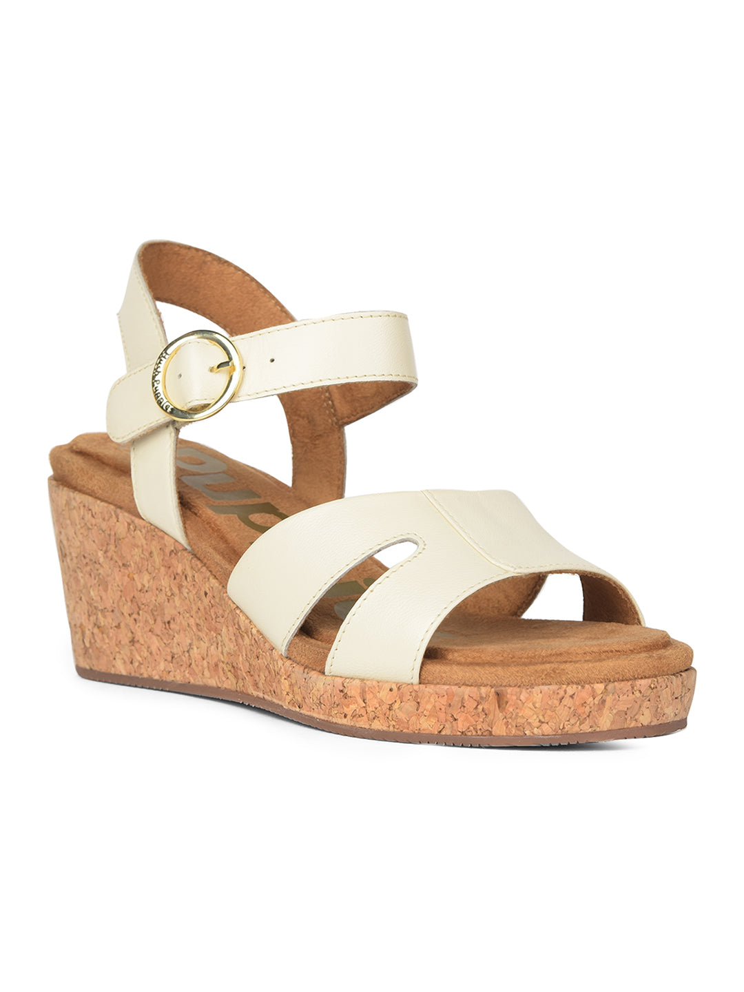 Hush Puppies Women White Wedge Heel Sandal With Buckle Closure - White - View 1