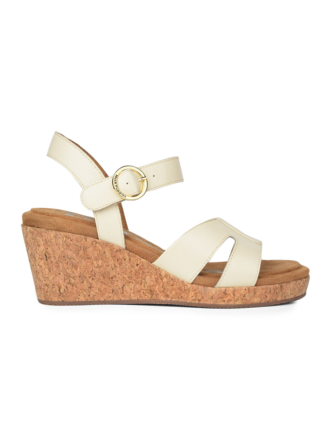 Hush Puppies Women White Wedge Heel Sandal With Buckle Closure - White - View 2