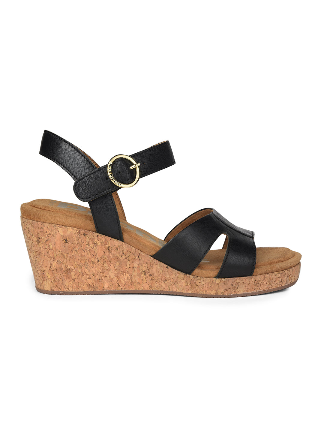 Hush Puppies Women Black Wedge Heel Sandal With Buckle Closure - Black - View 2