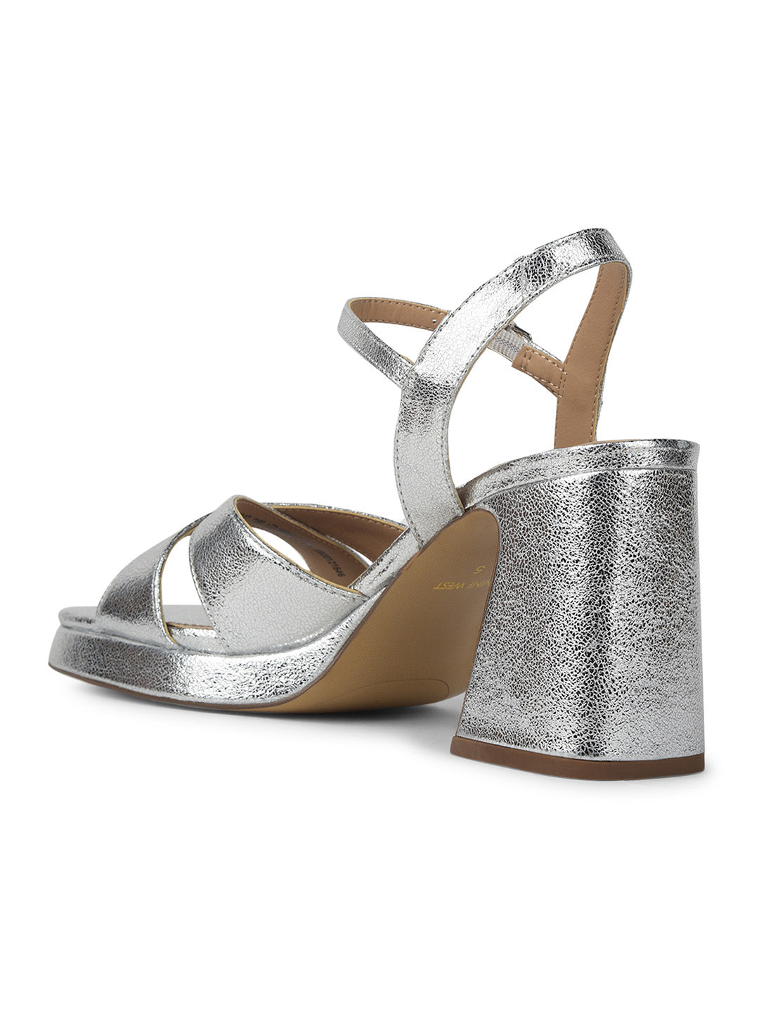 Nine West Women Ankle-Strap Block Heel Sandal - Silver - View 3