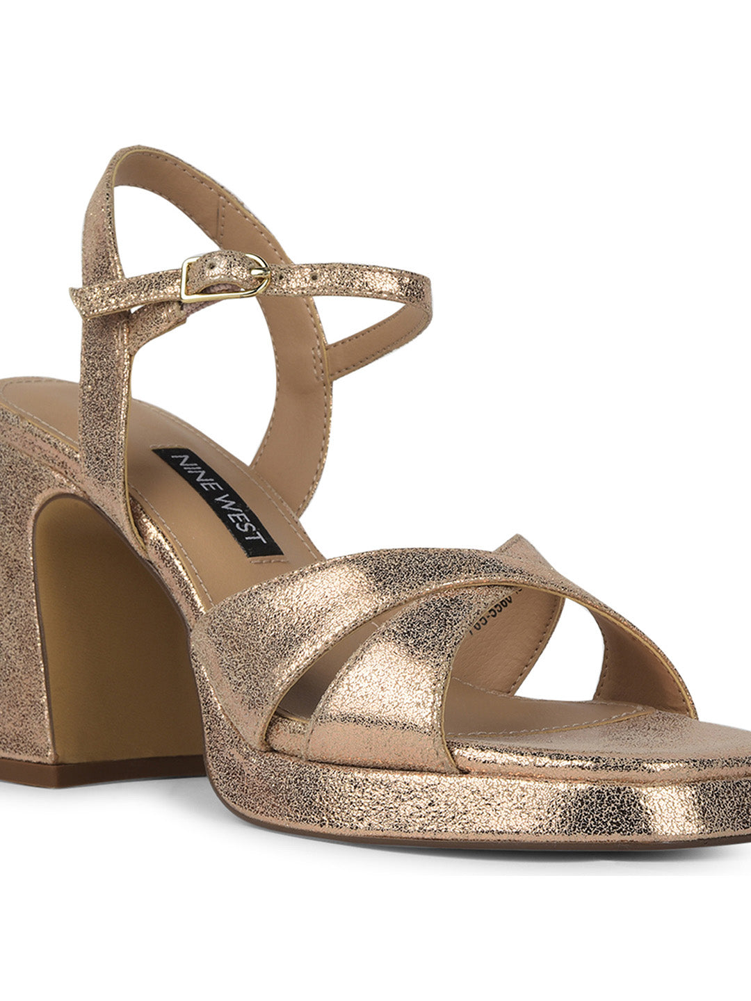 Nine West Women Ankle-Strap Block Heel Sandal - Rose Gold - View 5