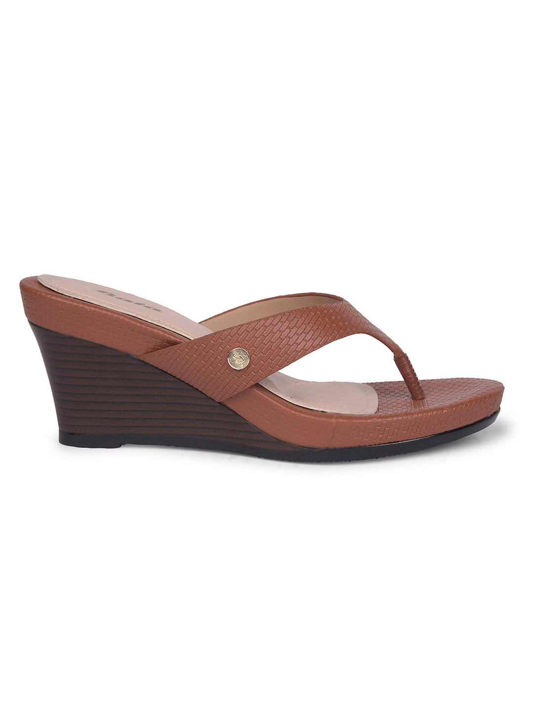 Bata Women Brown Wedge Heel Thong Sandal - Brown - View 2