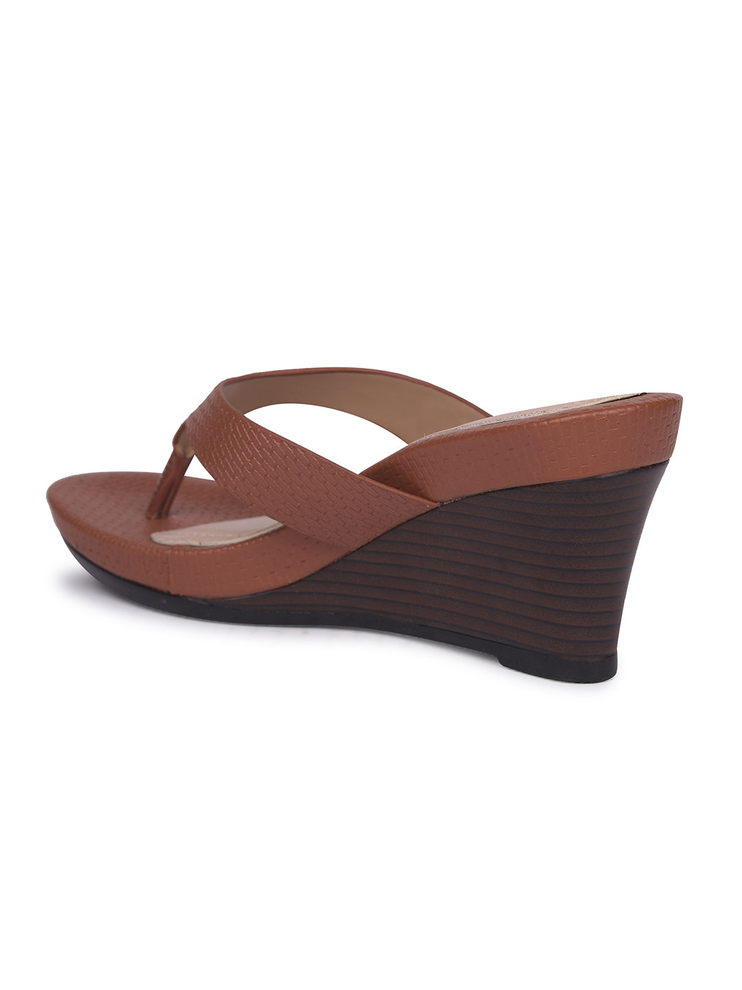 Bata Women Brown Wedge Heel Thong Sandal - Brown - View 3