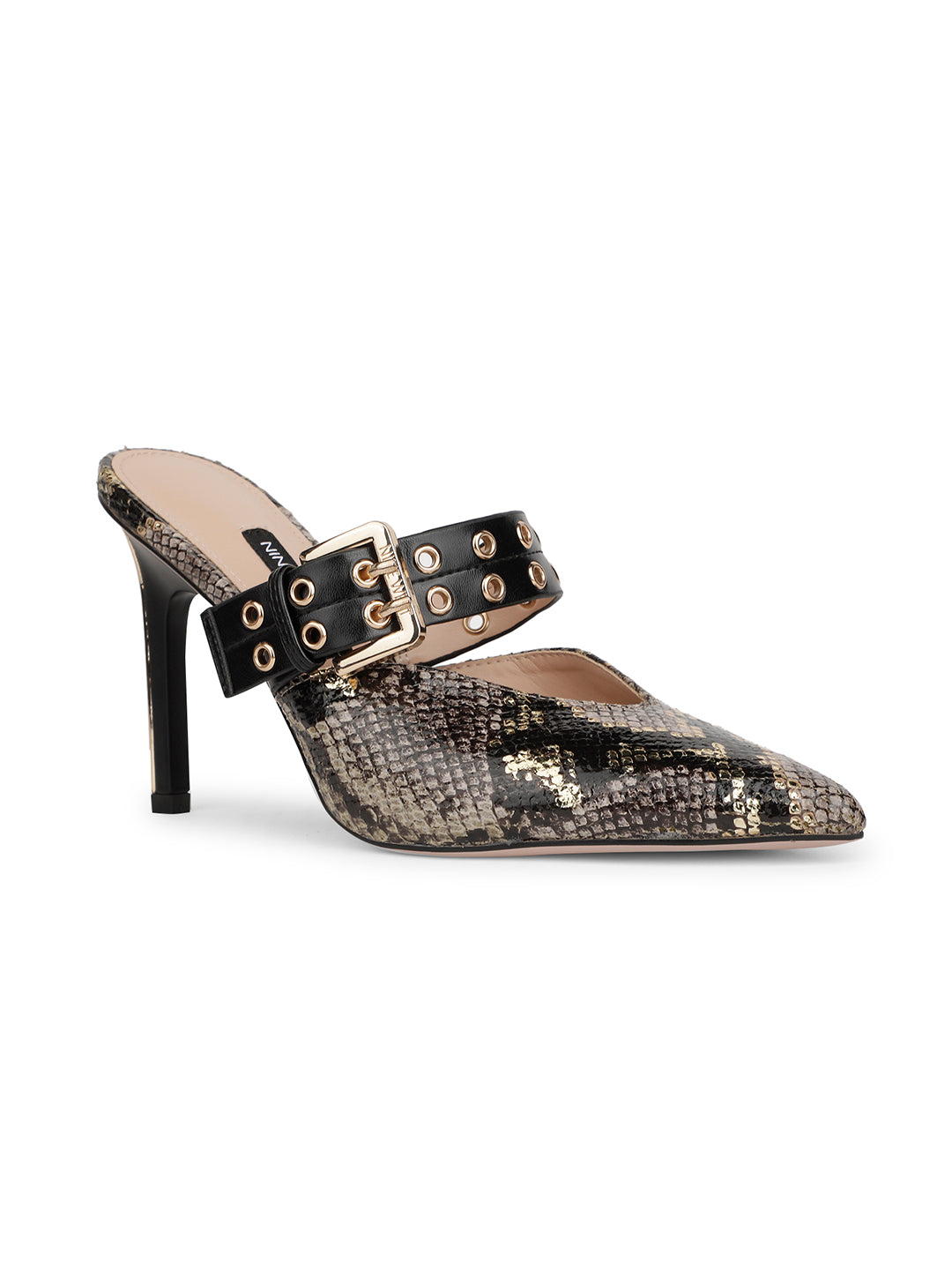 Nine West Women Pointed-Toe Stiletto Heel Mule Sandal - Brown - View 1