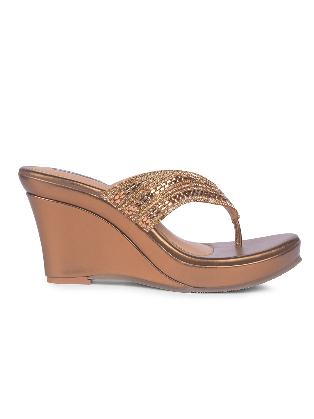 Bata Women Brown Wedge Heel Thong Sandal - Brown - View 2