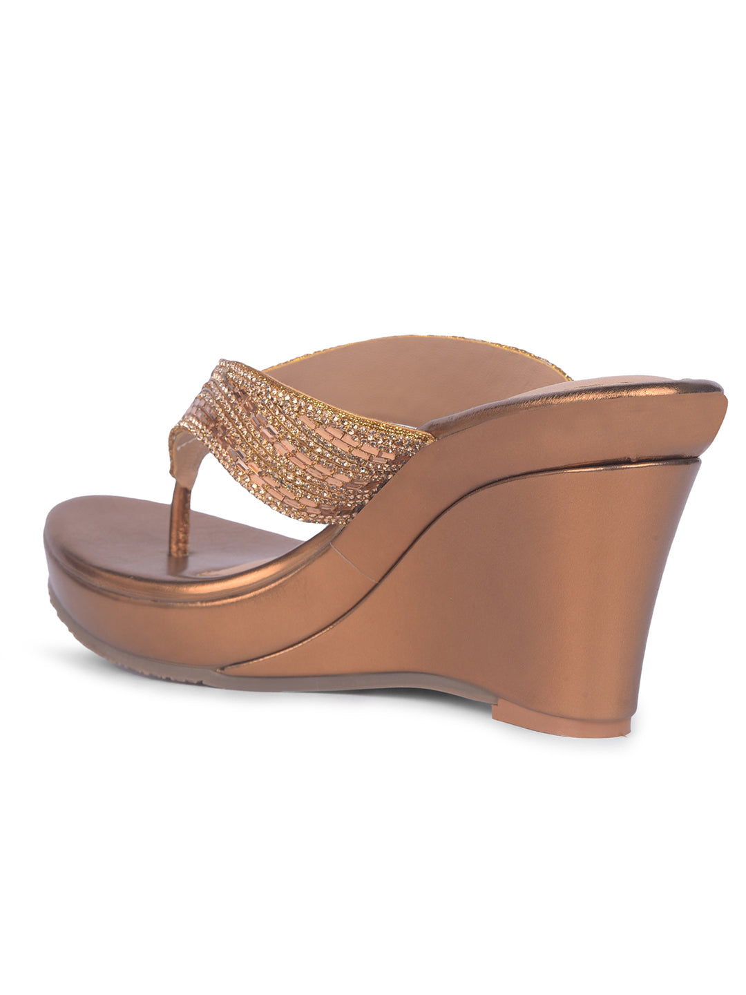 Bata Women Brown Wedge Heel Thong Sandal - Brown - View 3