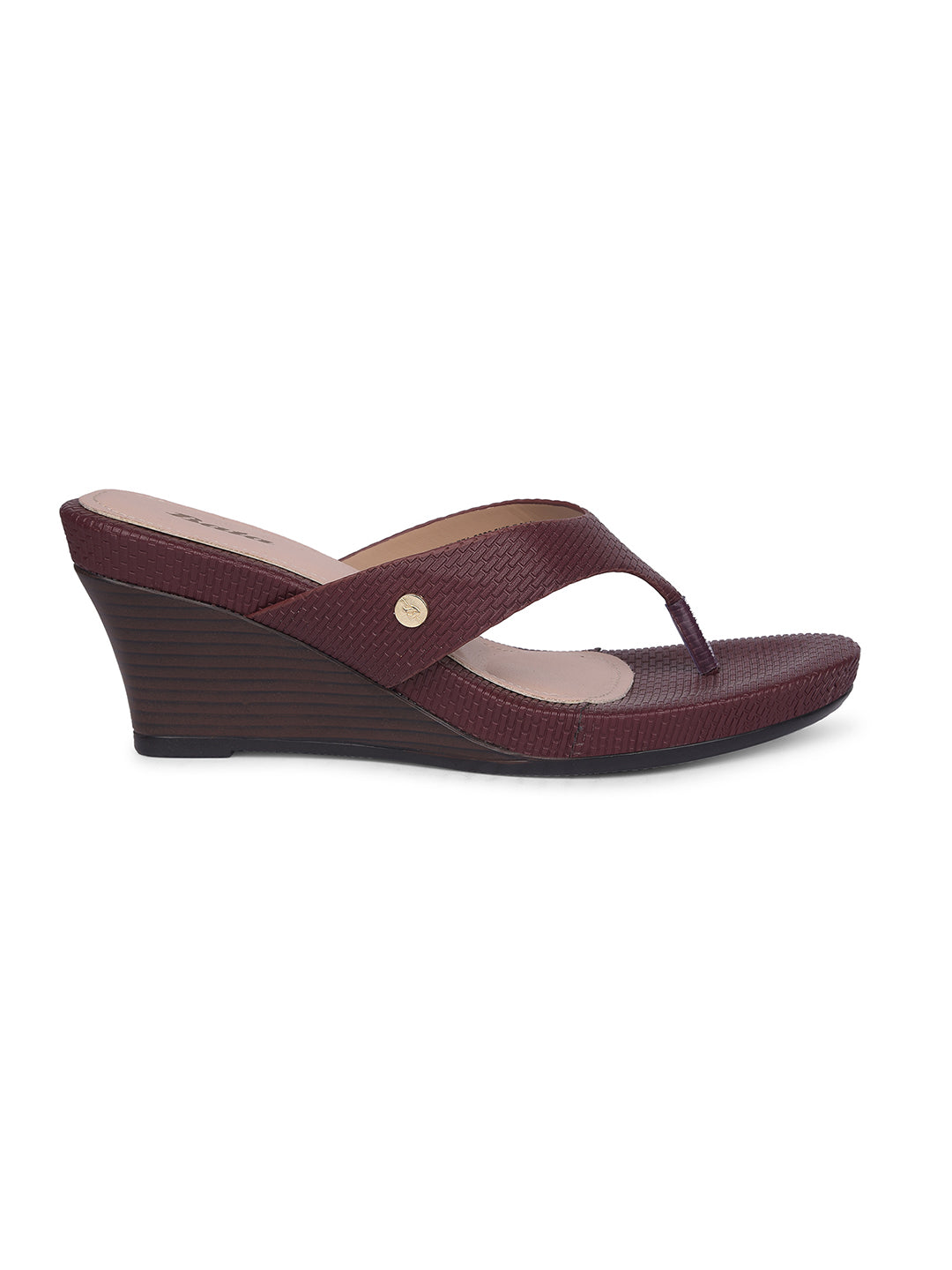 Bata Women Maroon Wedge Heel Thong Sandal - Maroon - View 2