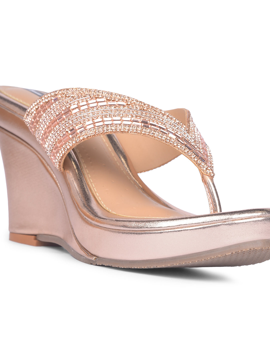 Bata Women Rose Gold Wedge Heel Thong Sandal - Rose Gold - View 5
