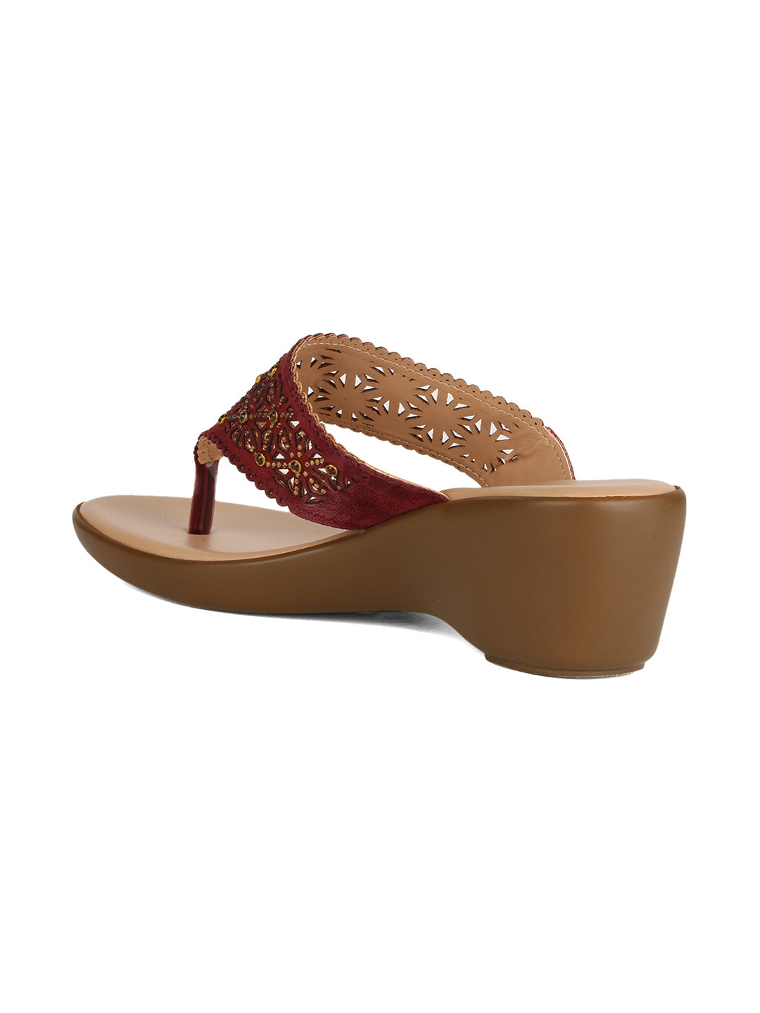 Bata Women Red Wedge Heel Thong Sandal - Red - View 2