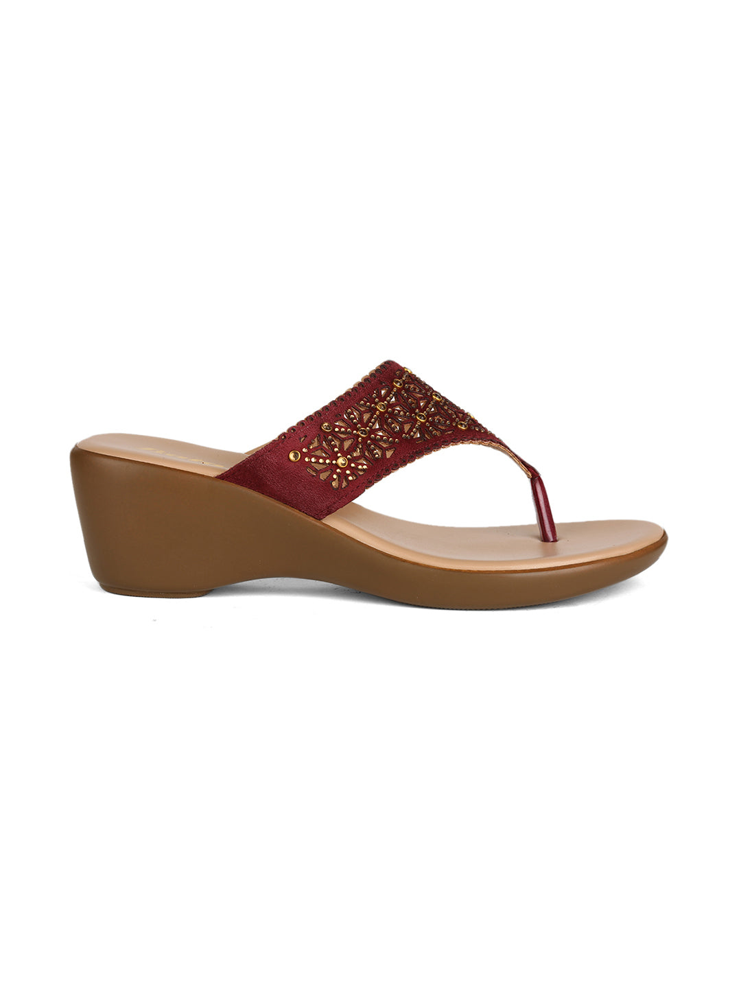 Bata Women Red Wedge Heel Thong Sandal - Red - View 3