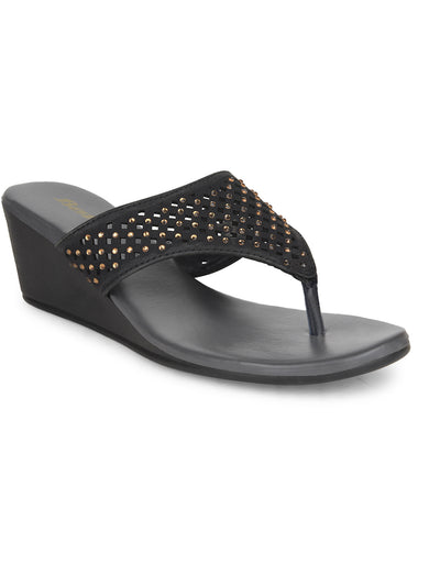 Bata Women Black Wedge Heel Thong Sandal - Black - View 1