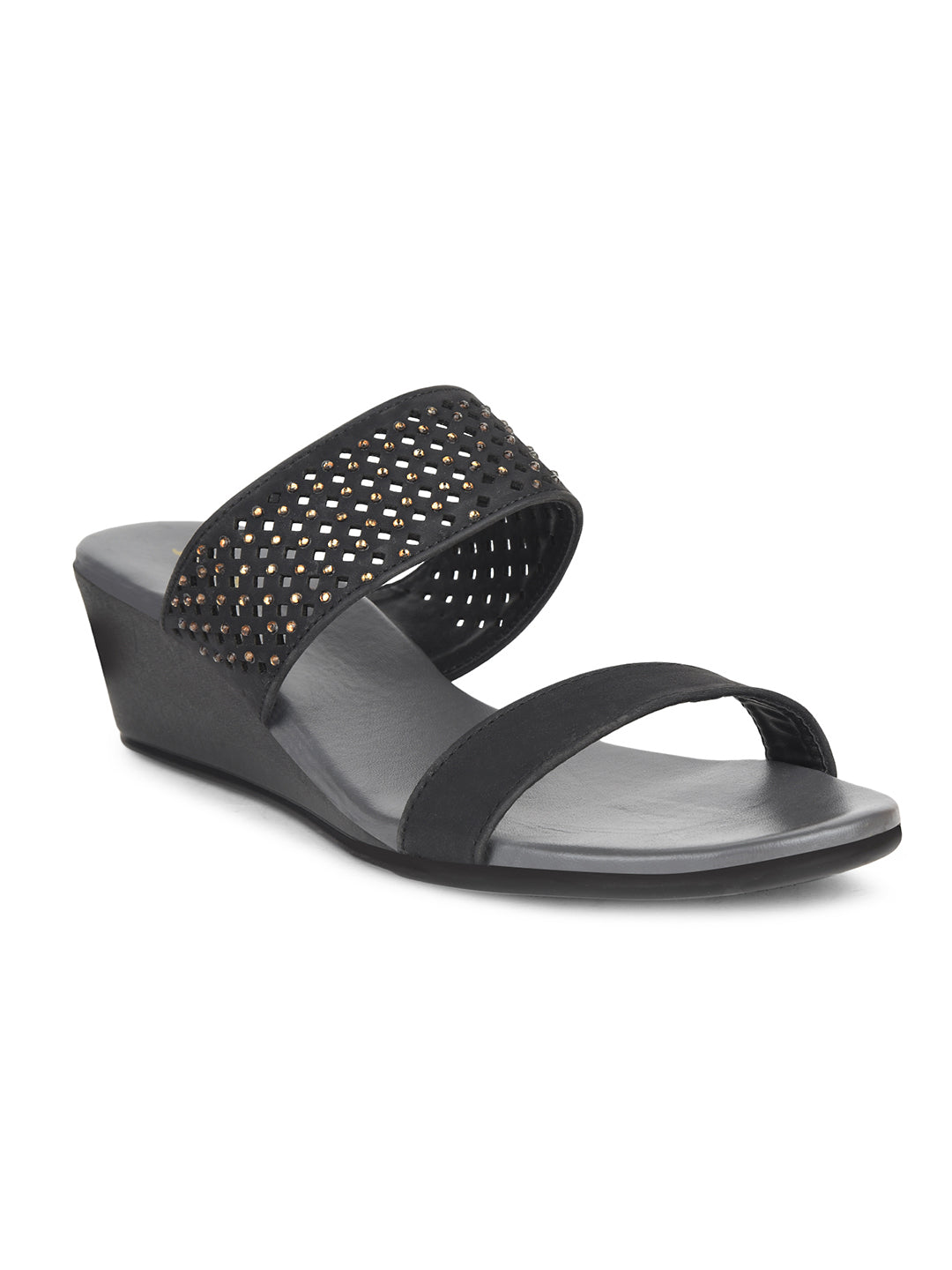 Bata Women's Black Wedge Heel Mule Sandals - Black