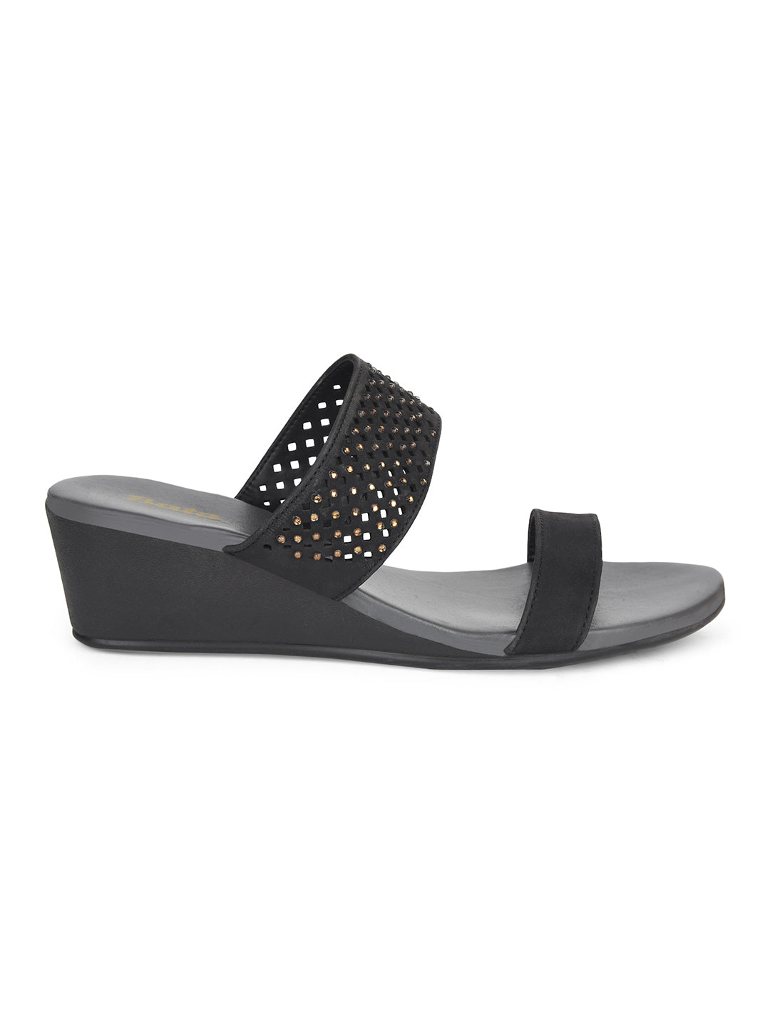 Bata Women's Black Wedge Heel Mule Sandals - Black